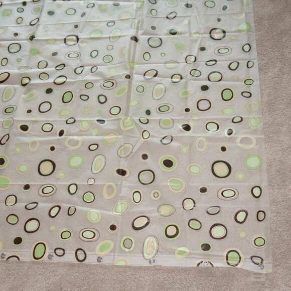 70" x 70" Shower Curtain and Doodle Curtain Liner, Retro Polka Dot, Green, Brown - Picture 2 of 12